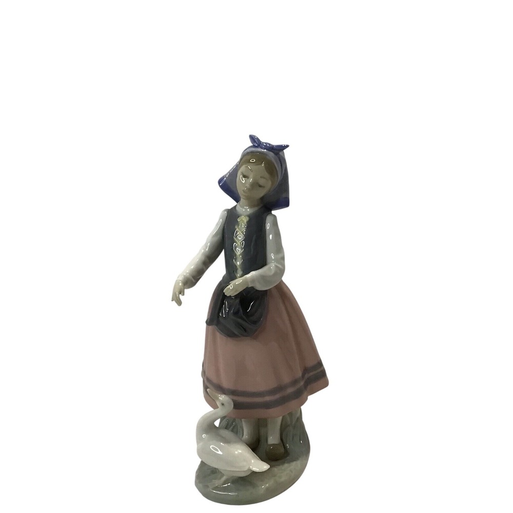 LLADRO Retired Porcelain Josefa‎ Feeding Duck Number 5201 Pink Gray Blue READ